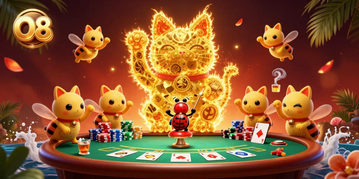 Engage with O8's vibrant lucky cat and dynamic poker scene for thrilling gaming experiences.