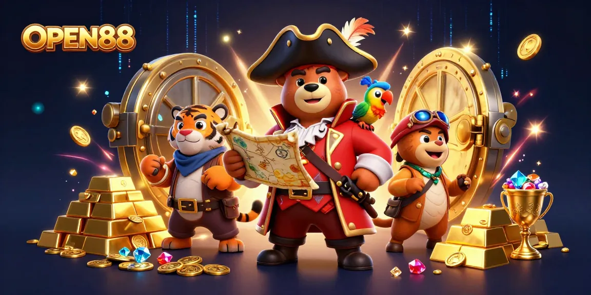 Join the adventure at OPEN88 with a dynamic scene of treasure hunting excitement.