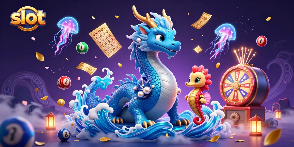Engage in thrilling slot action with vibrant characters and casino elements surrounding an azure dragon.