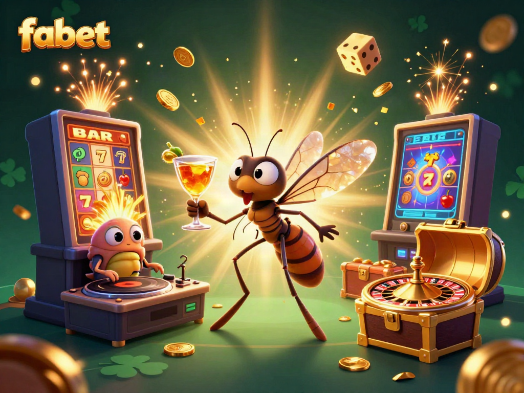 Experience the excitement of fabet with a vibrant 3D illustration featuring animated casino characters and a jackpot explosion.