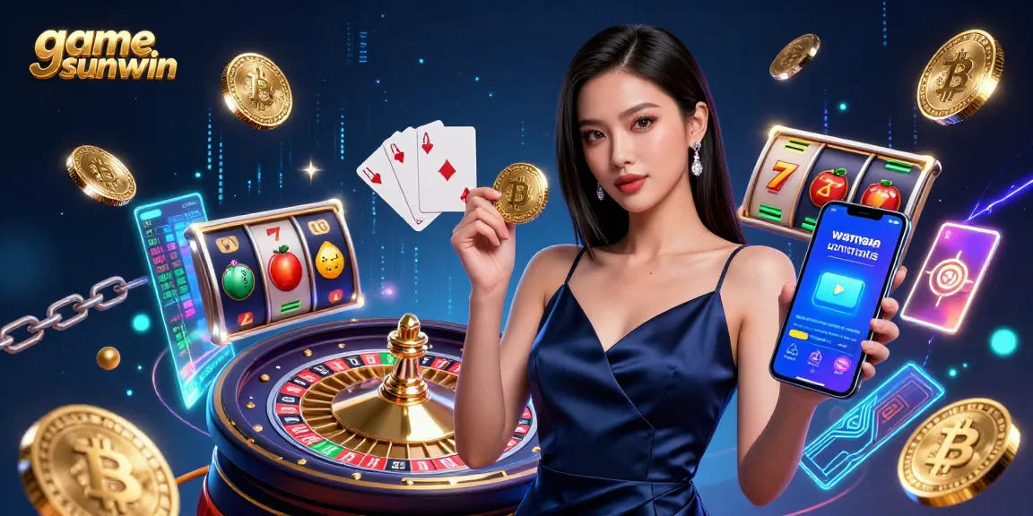 Experience game sunwin in a vibrant 3D casino illustration showcasing winning moments and dynamic gameplay.
