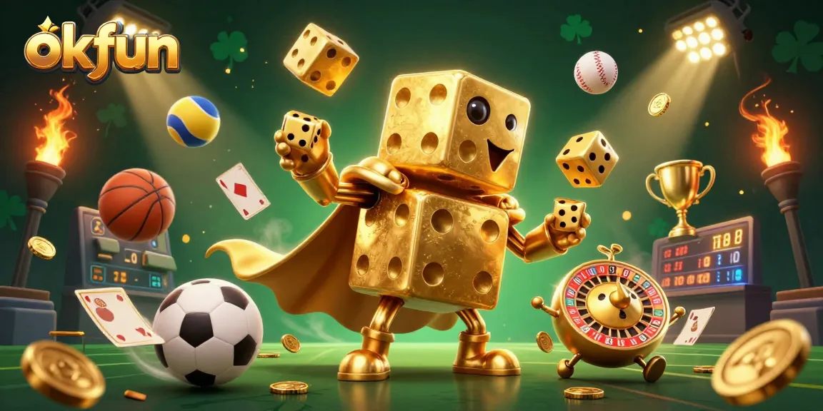 Spin the wheel of fortune at okfun with dynamic 3D characters and vibrant casino elements.