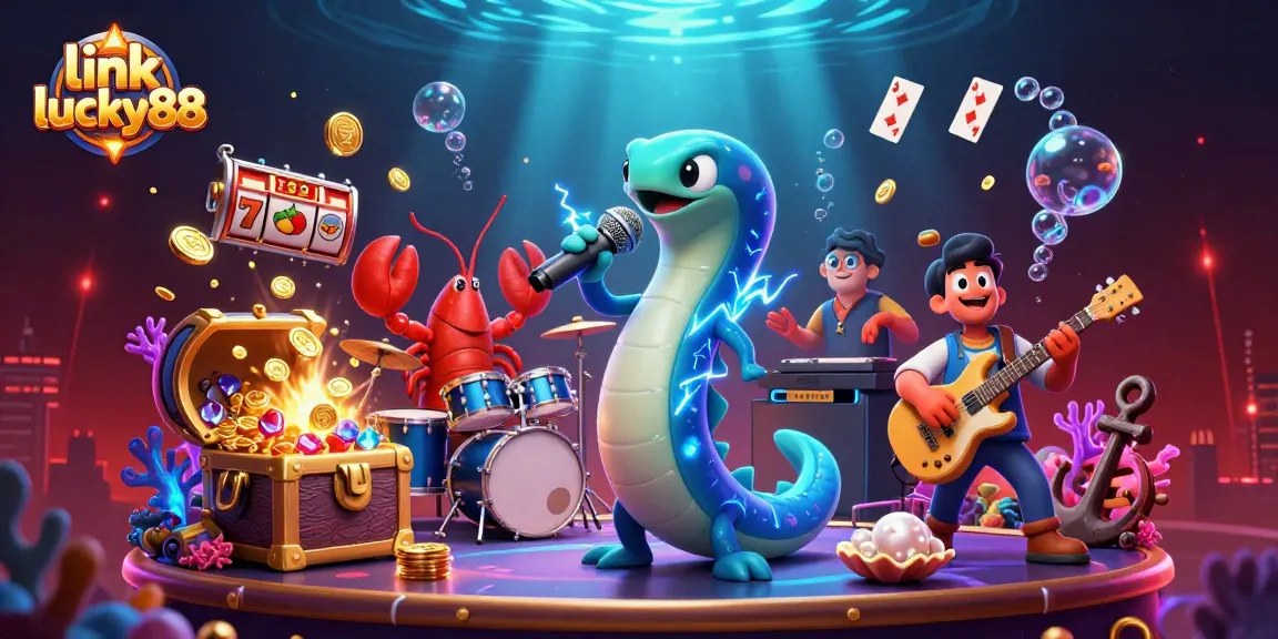 Experience the excitement of link lucky88, featuring animated casino elements and vibrant characters in a captivating underwater scene.