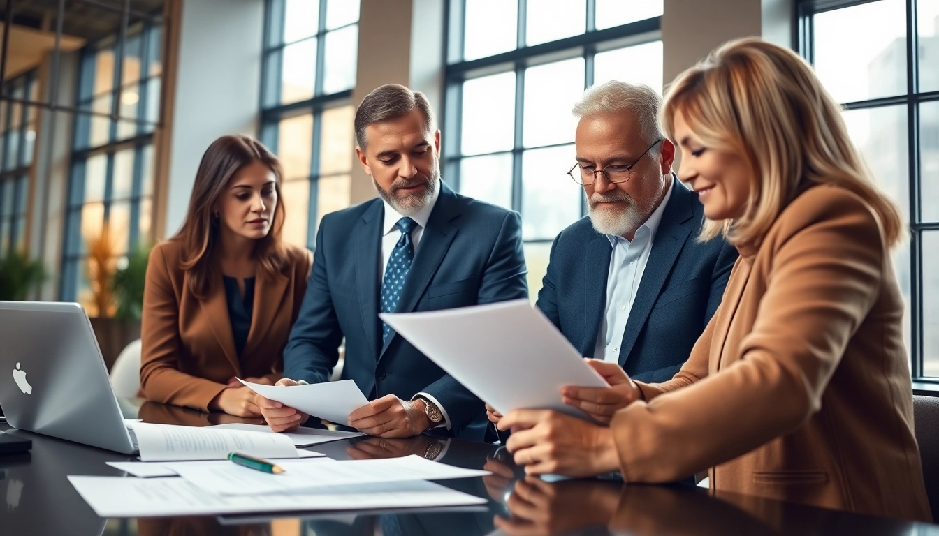 Engaging estate planning consultation showcasing a lawyer assisting clients with important documents.