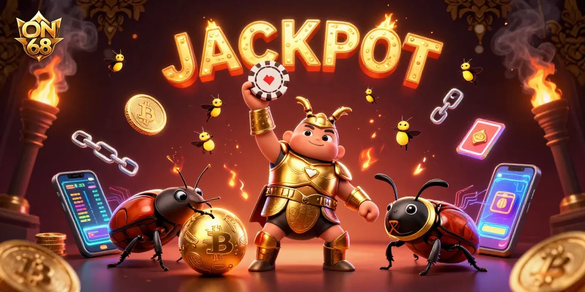 Participate in epic wins at ON 68 with a 3D beetle champion and thrilling jackpot visuals.