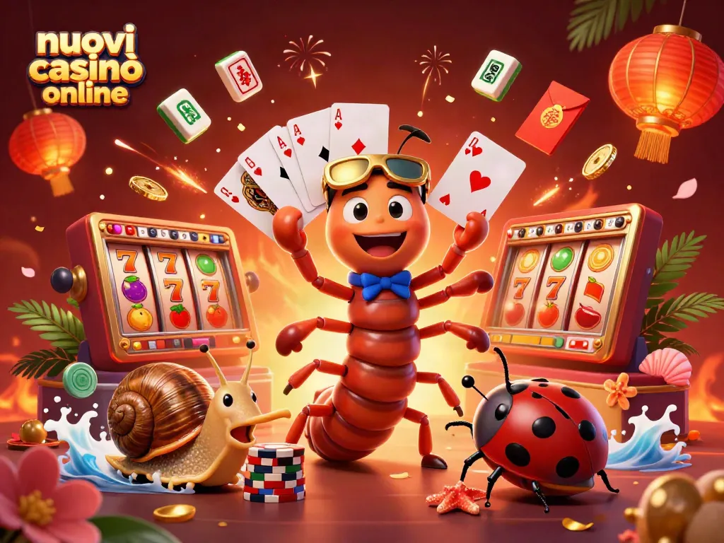 Esplora i nuovi casinò online mentre un millipede scommette e gestisce le carte e le chips nel mondo del gioco d'azzardo.