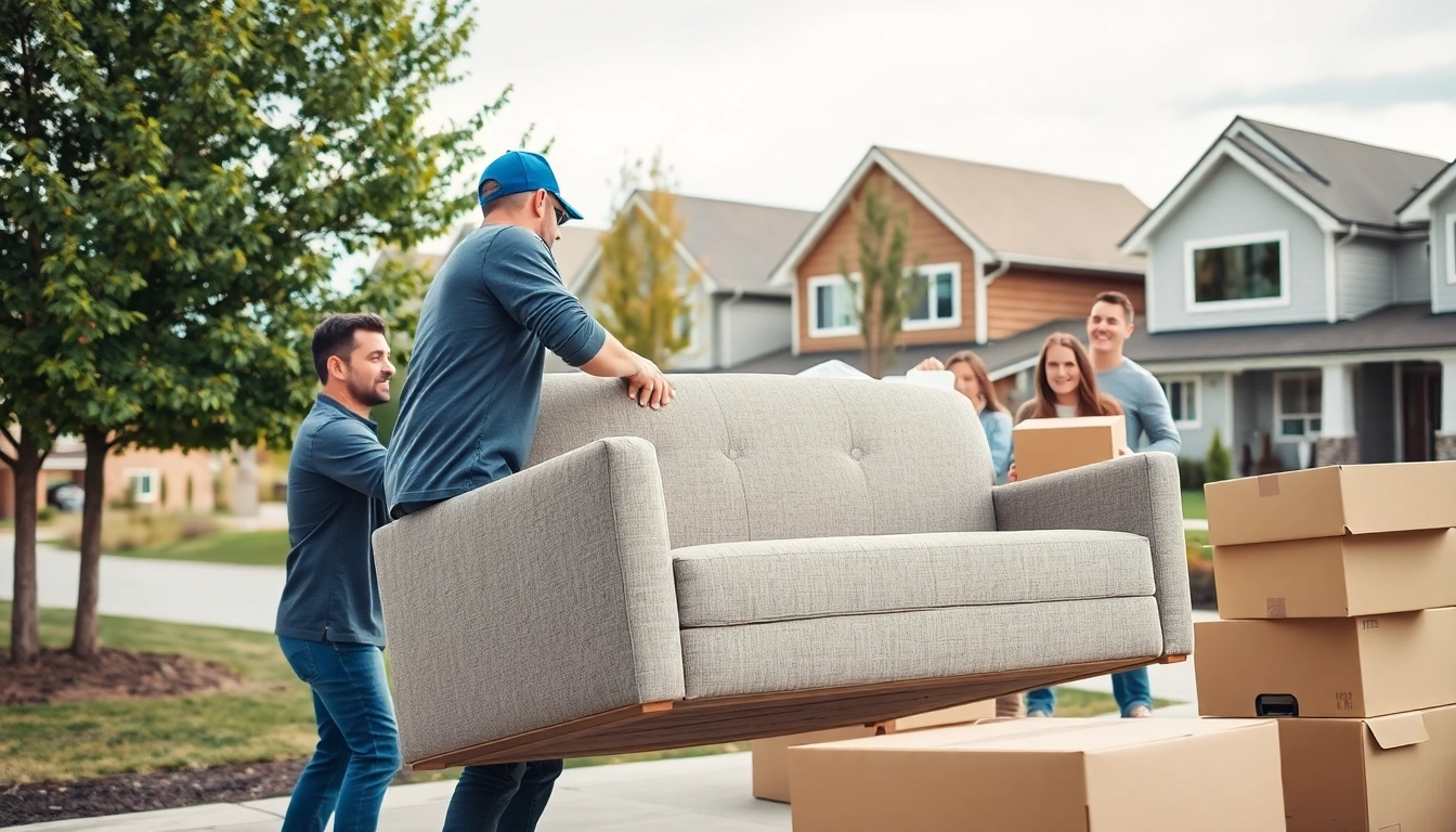 Calgary movers helping a family relocate, showcasing professionalism and care in a bright setting.
