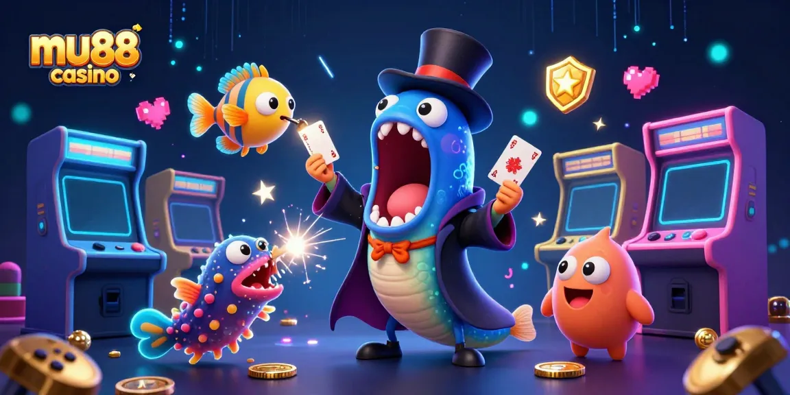 Experience the magic of mu88 casino with a vibrant 3D illustration featuring vibrant characters and casino elements.