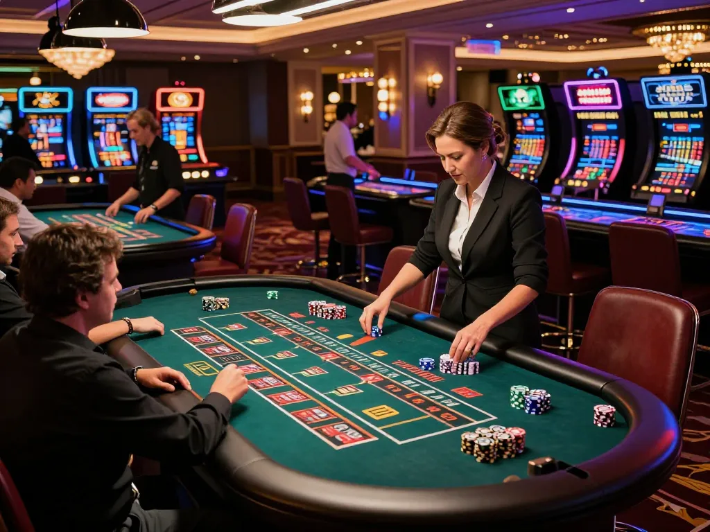 Experience thrilling gameplay at https://xkp88.com/ with players engaged at roulette tables in a luxurious casino.