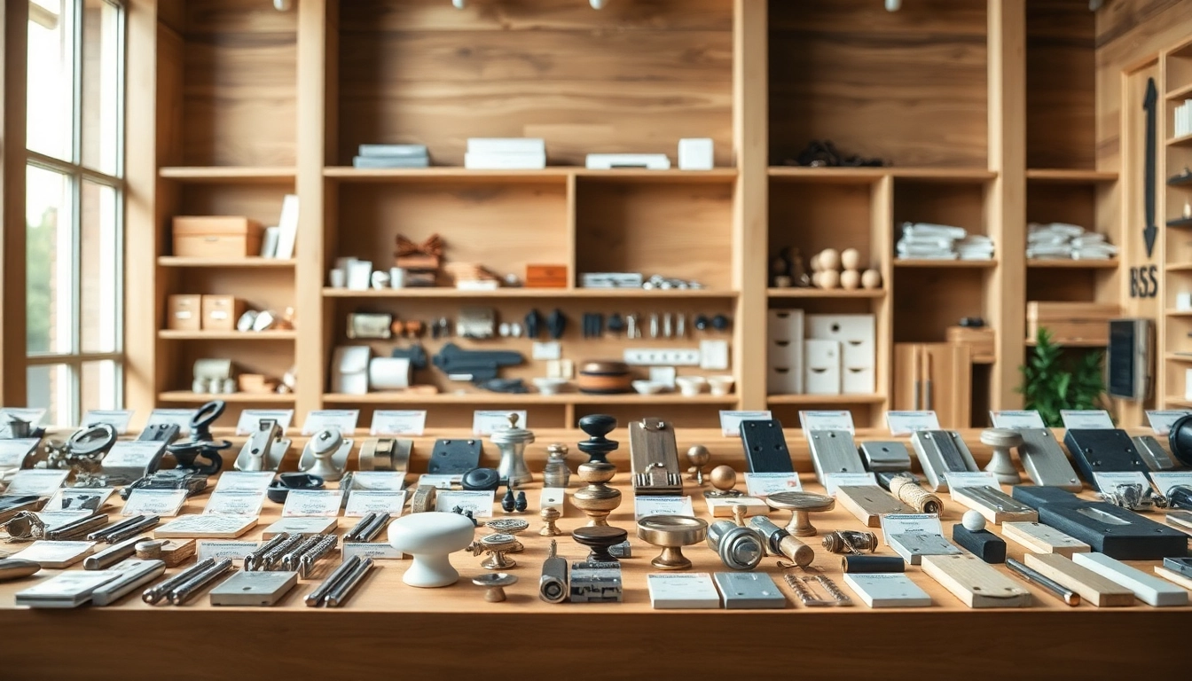 View of assorted hardware from a furniture hardware supplier featuring smooth finishes and quality craftsmanship.