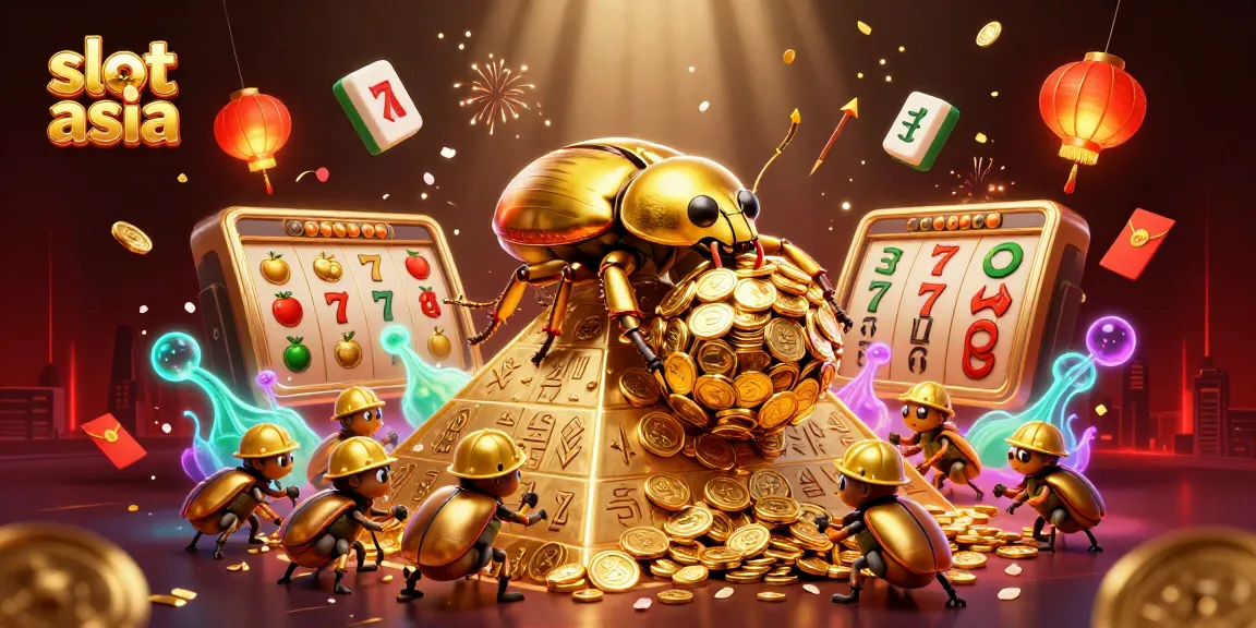 Experience the excitement of slot asia with golden beetles and dynamic casino elements.