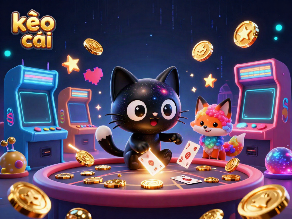 Engage in kèo nhà cái with a captivating cosmic scene featuring a black hole cat and vibrant gaming elements.