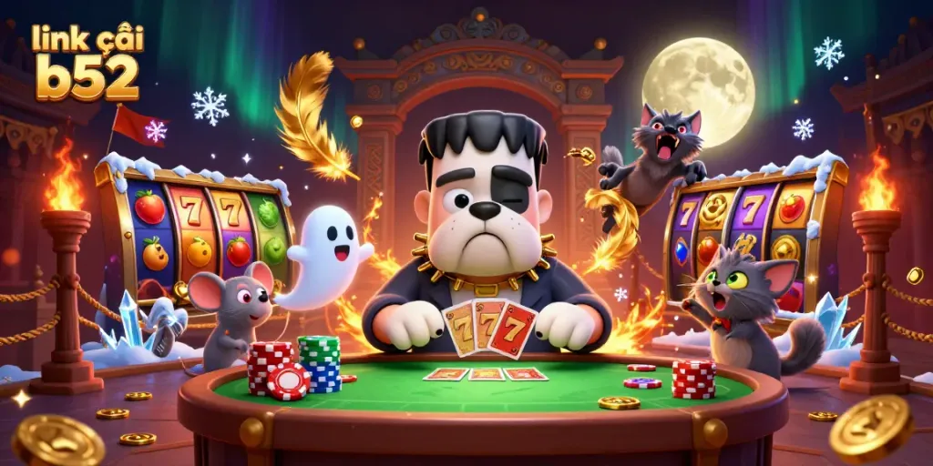 Engage with exciting games at link vào b52, featuring vibrant characters and casino elements in a thrilling atmosphere.