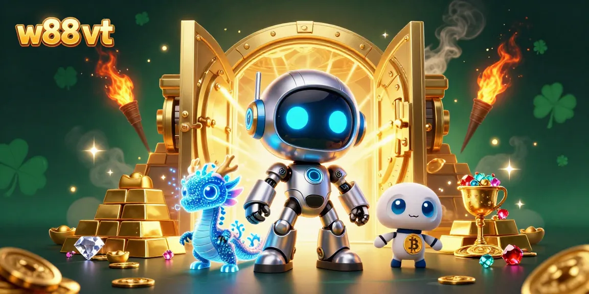 Trải nghiệm thú vị tại w88 vt với robot 3D và kho báu lấp lánh