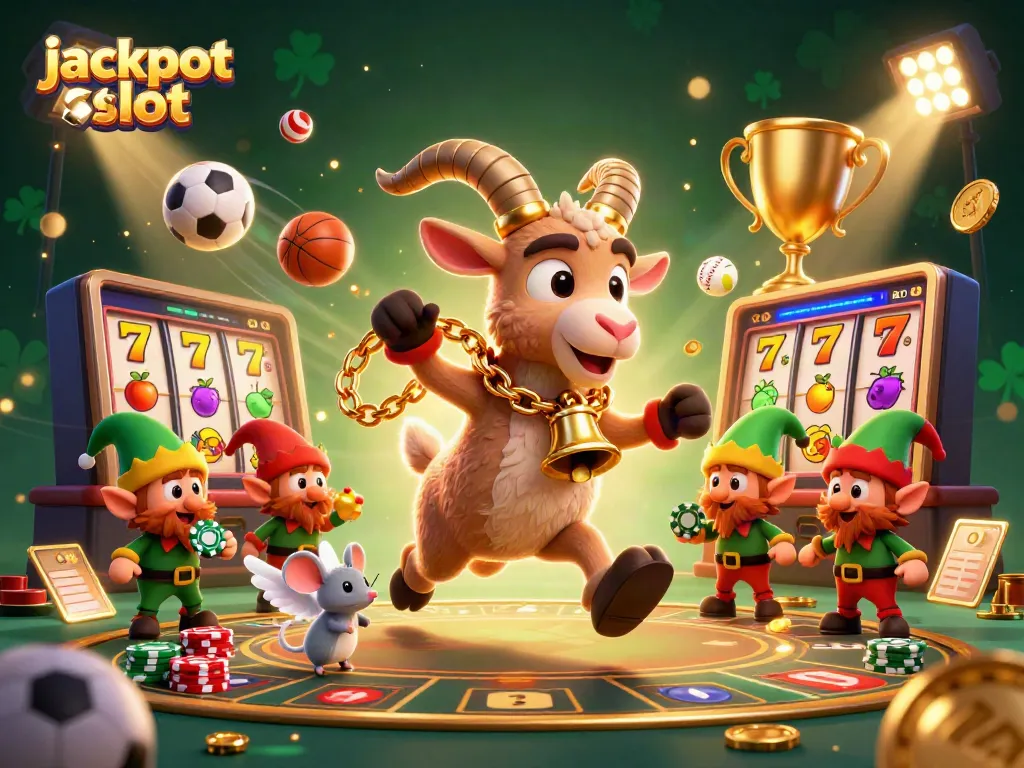 Experience the thrill of jackpot slot action with lively characters in a dynamic casino scene.