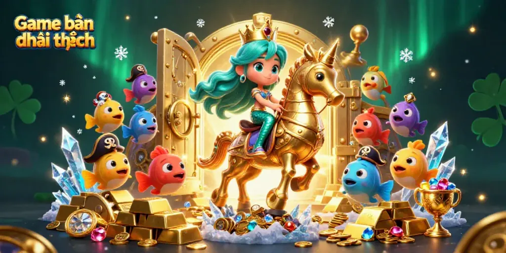 Engage in thrilling gameplay with Game bắn cá đổi thưởng, featuring colorful characters and ocean treasures.