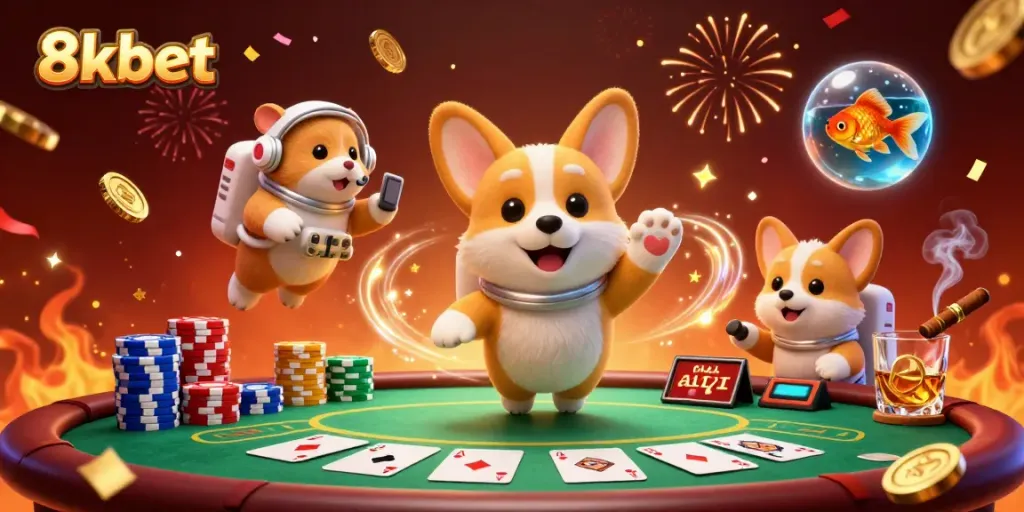 Experience thrilling gaming at 8xbet with vibrant 3D illustration of a floating casino adventure.