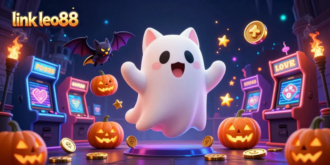 Engage with link leo88 for an exciting casino adventure featuring a ghost cat and vibrant game elements.