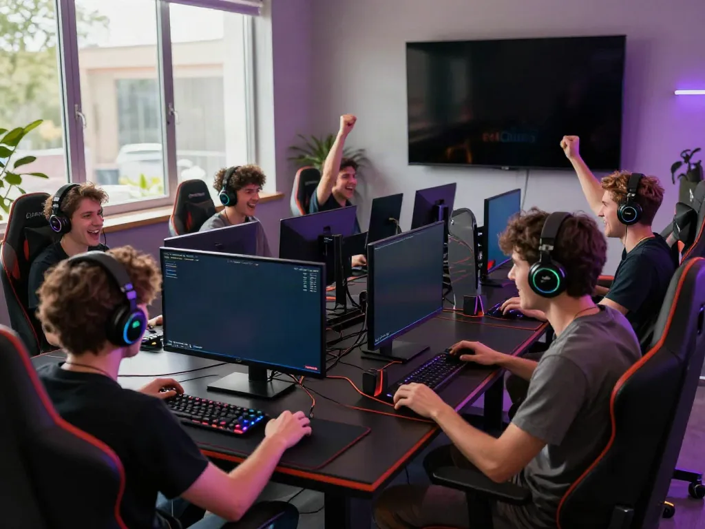 Players enjoying a competitive session at HitClub, showcasing engaging gaming setups.