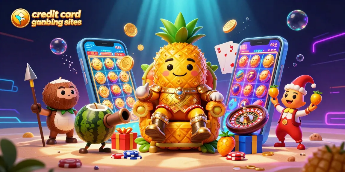 Experience thrilling gameplay at credit card gambling sites with vibrant cartoon casino scene.
