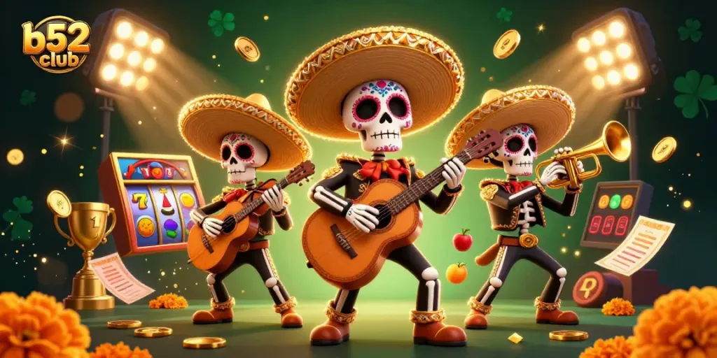 Engage in exhilarating gameplay with b52clubb where vibrant Day of the Dead mariachi band meets thrilling slots.