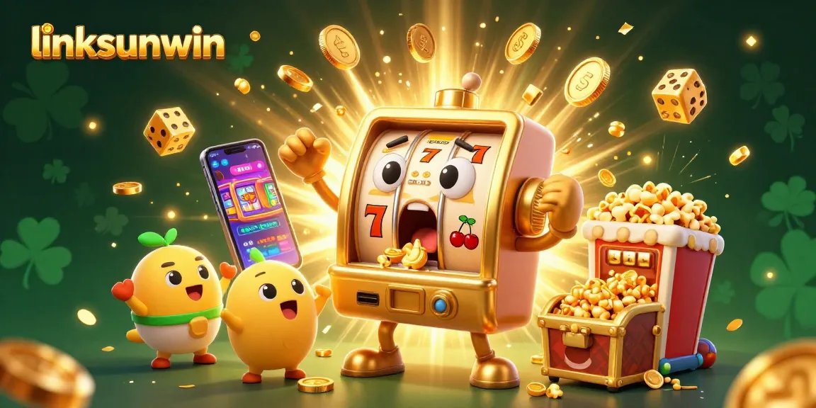 Experience an exhilarating linksunwin jackpot explosion with a lively slot machine and golden coins!
