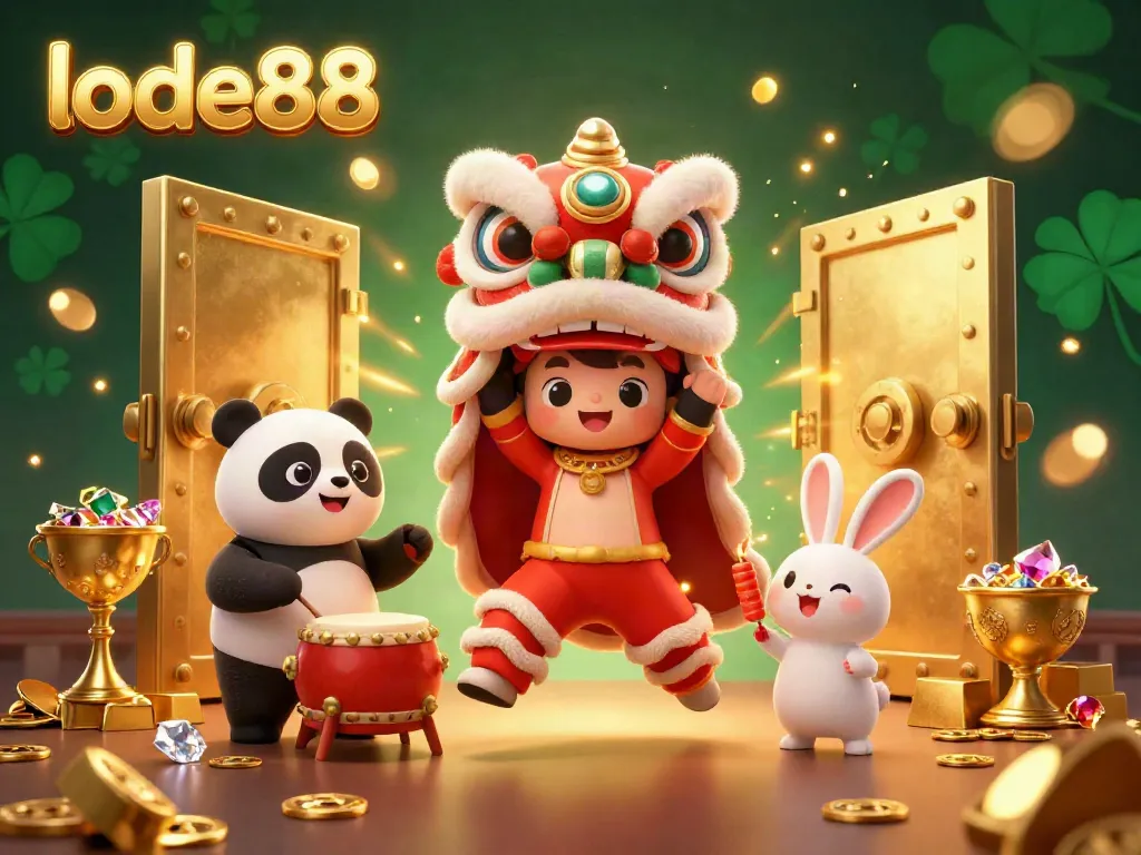Engage in thrilling lode88 gameplay with vibrant characters and golden treasures illuminating the scene.