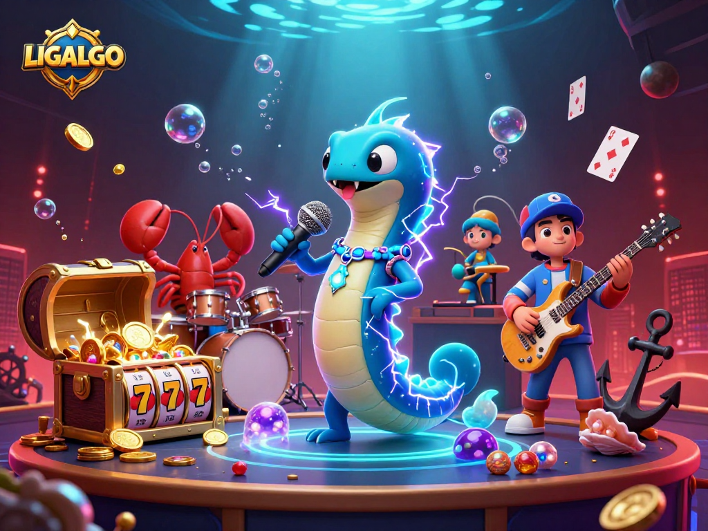 LIGALGO brings a vibrant underwater casino scene alive with colorful characters and exciting game elements.
