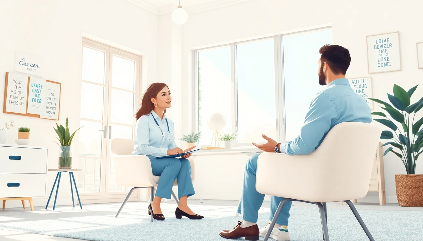How to find my perfect career path with a coach offering guidance in a bright, motivational space.
