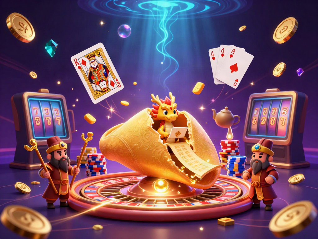 Experience the excitement of 11win's vibrant casino scene featuring dynamic characters and floating treasures.