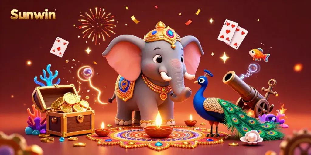 Engage with Sunwin's vibrant gaming world amidst a festive Diwali celebration.