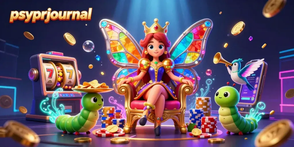 Menggandakan keseruan bermain di psyprjournal dengan slot machine, ratu kupu-kupu, dan koin emas meluncur.