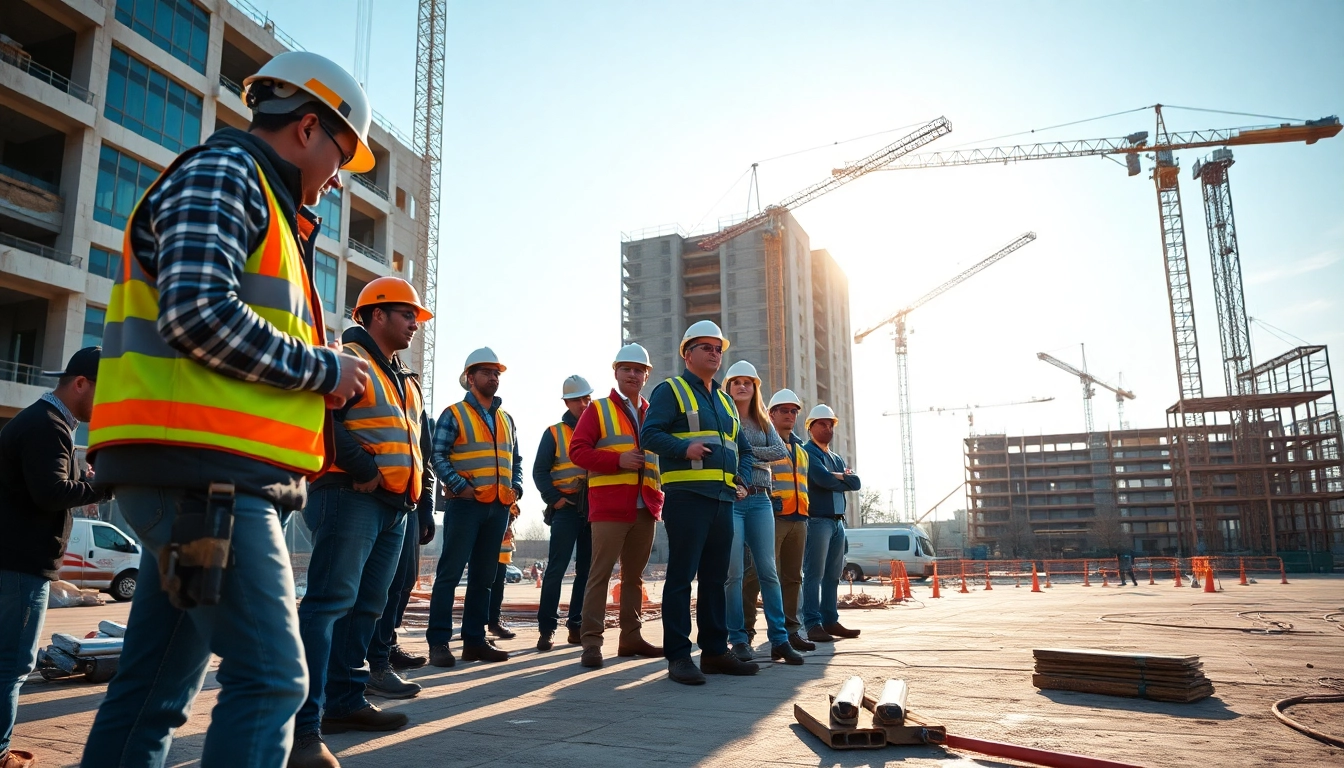 New Jersey Commercial General Contractor managing a vibrant construction site with diverse team members.