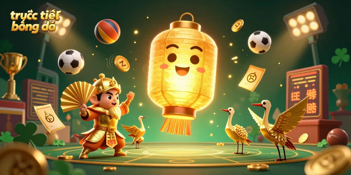 Experience trực tiếp bóng đá with dynamic sports elements and vibrant characters in an exciting casino scene.