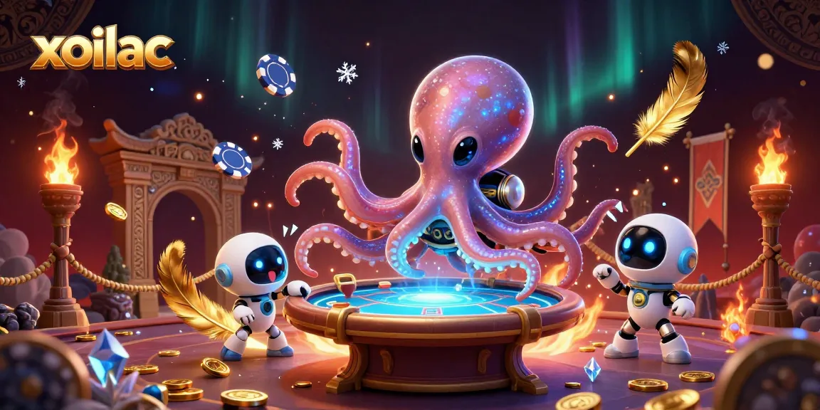 Experience thrilling xoilac action with an alien octopus and poker scene in cosmic style.