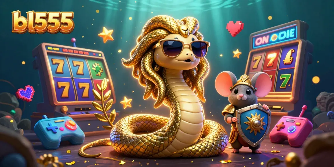 Experience thrilling gaming with bl555's vibrant 3D casino scene featuring lucky reels and Medusa.