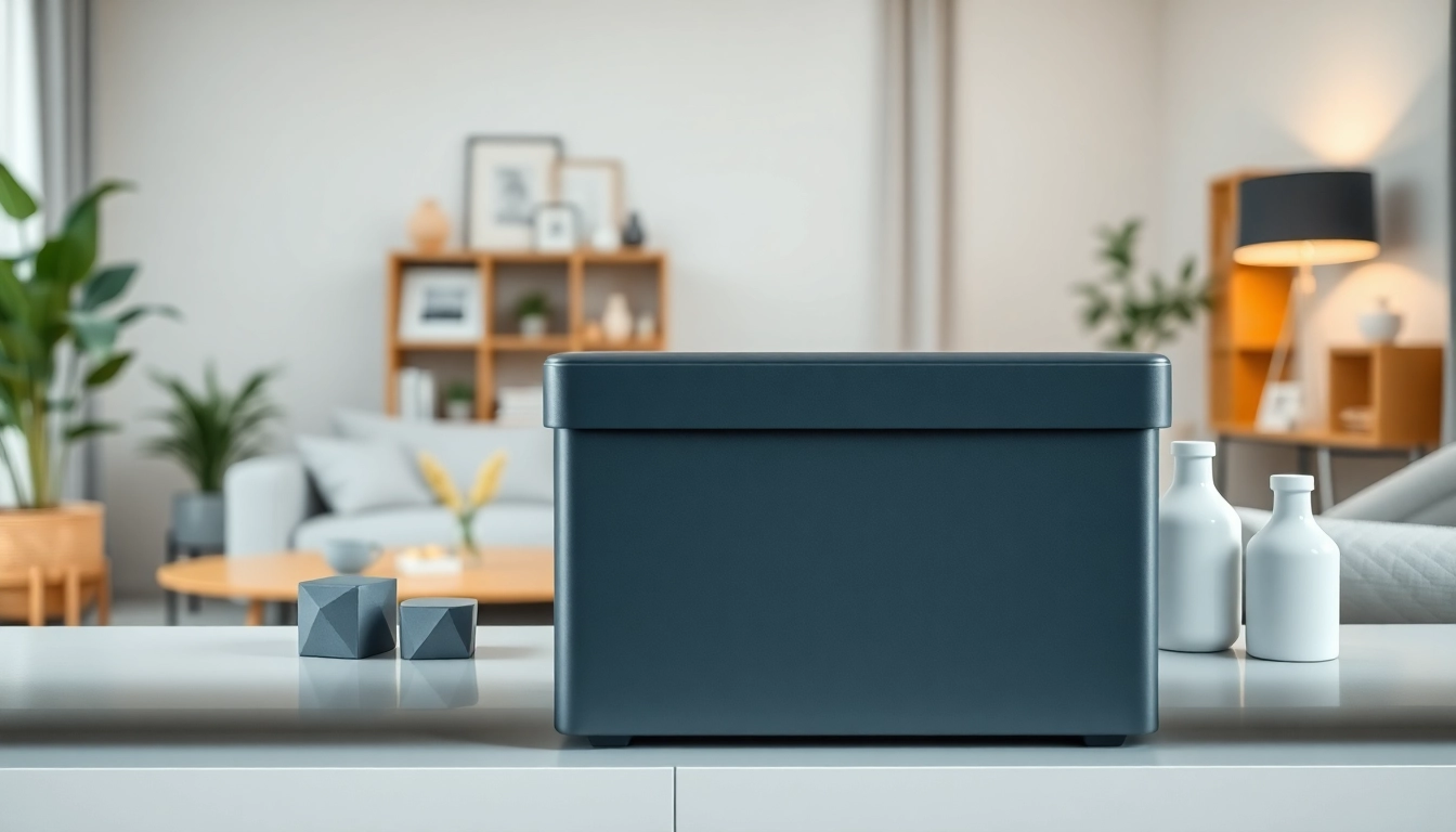 Organized storage box enhancing a modern living space with sleek design.