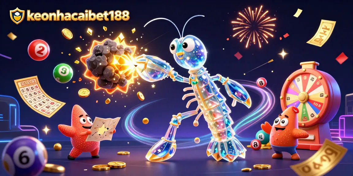 Engage with exciting gaming action at keonhacaibet188 featuring vibrant lottery elements and animated characters.