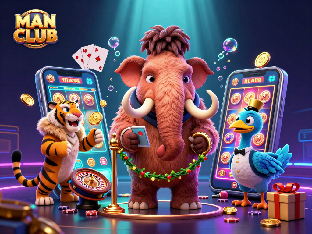 Experience the MAN CLUB with a vibrant casino bouncer scene alive with winning slot games and high-stakes action.
